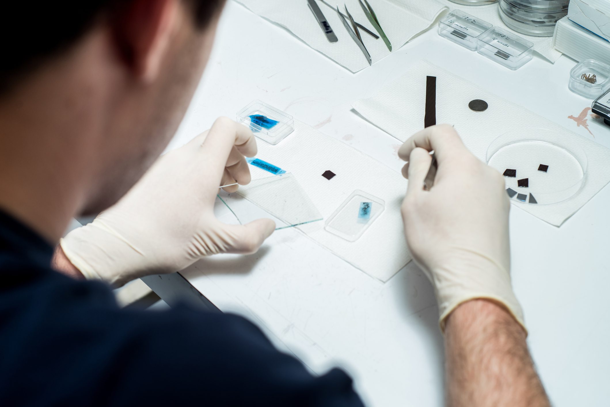 Researcher Performing an Experiment with Anorganic Semiconductors Researcher Performing an Experiment with Anorganic Semiconductors