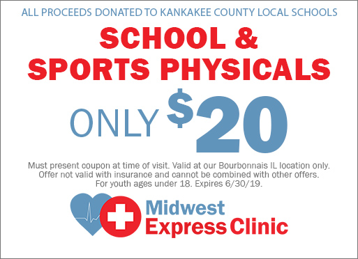 School & Sports Physicals: All Proceeds to Benefit Local Bourbonnais Schools