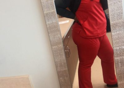 Midwest Express Clinic staff in red scrubs in honor of National Wear Red Day on February 7, 2020.